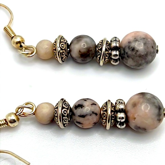 Pink Zebra Jasper Earrings. - Picture 4 of 4